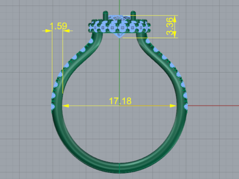 334 Womens ring with stones 3DM STL 3D 프린트 모델