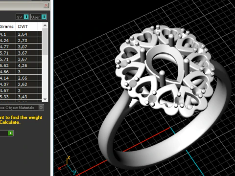 348 Ring with hearts 3D Print Model