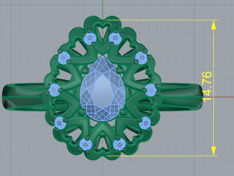 348 Ring with hearts 3D Print Model
