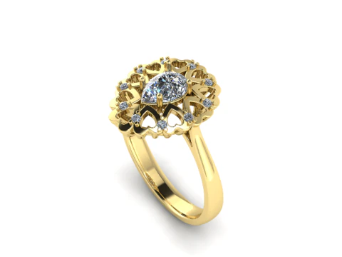 348 Ring with hearts 3D Print Model