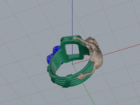 352 Ring with lion and flowers Modelo de Impressão 3D