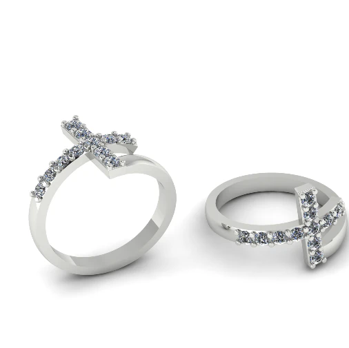 355 Ring with a cross 3D Print Model .c4d .max .obj .3ds .fbx .stl .blend 