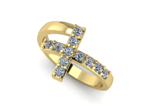 355 Ring with a cross 3D Print Model
