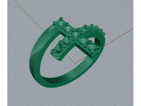 355 Ring with a cross 3D Print Model