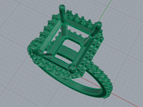 360 Ring with stones 3D Print Model