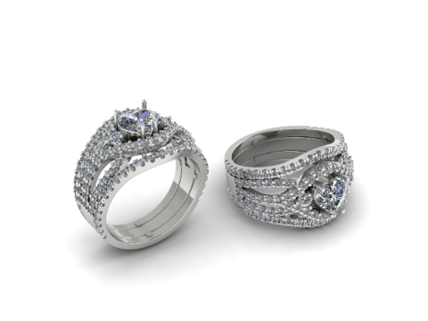 361 Ring with a stone in the shape of a heart 3D Print Model