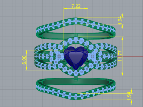 361 Ring with a stone in the shape of a heart 3D Print Model