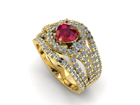 361 Ring with a stone in the shape of a heart 3D Print Model