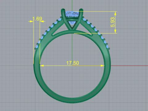 363 Ring with stones 3D Print Model