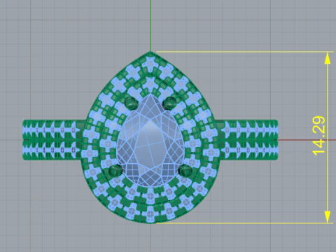 367 Ring with stones 3D Print Model
