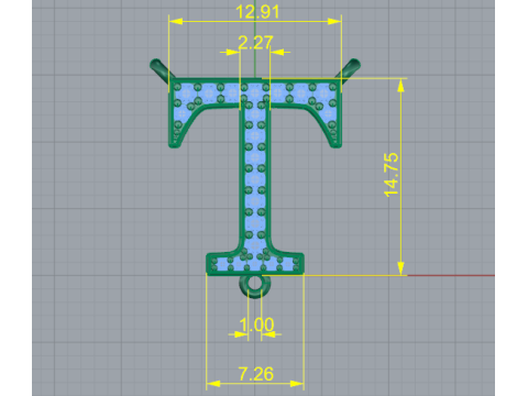 378 Pendant in the shape of the letter T 3D Принт Модель