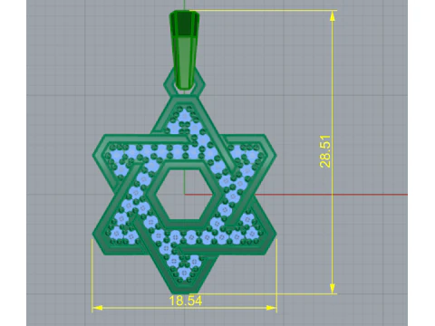 389 Pendant star of David 3D Print Model
