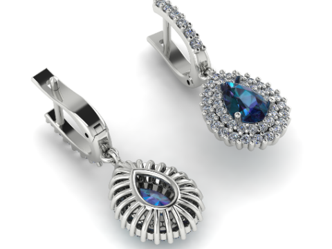 393 Earrings with stones Modello di stampa 3D
