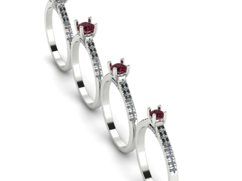 397 Four ring with different stones 3D-printmodel