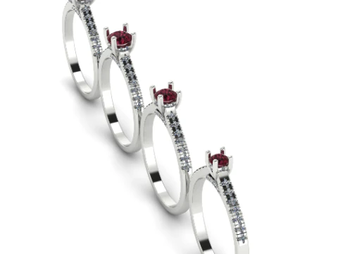 397 Cuatro anillos con diferentes piedras. Modelo de impresión 3D