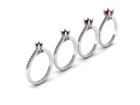 397 Four ring with different stones 3D Print Model
