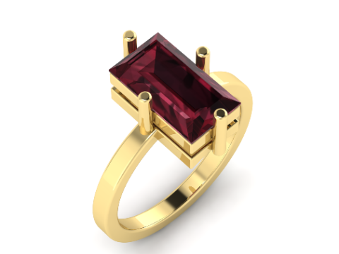 416 Ring with stone rectangle 3D Принт Модель