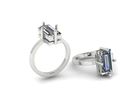 416 Ring with stone rectangle 3D Print Model