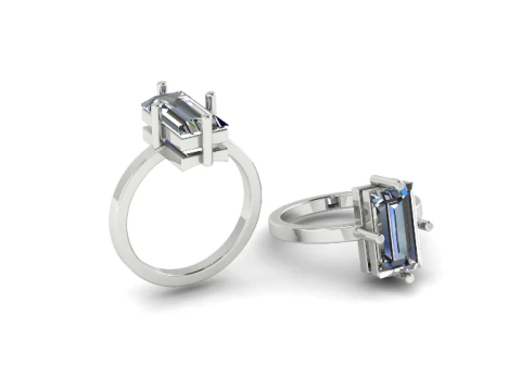 416 Ring with stone rectangle 3D Print Model
