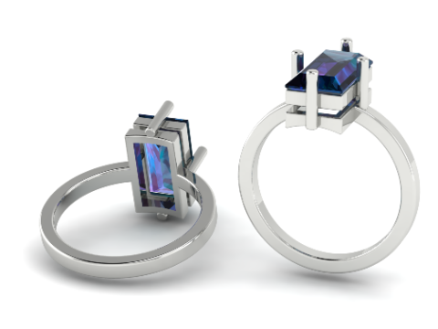 416 Ring with stone rectangle 3D Print Model