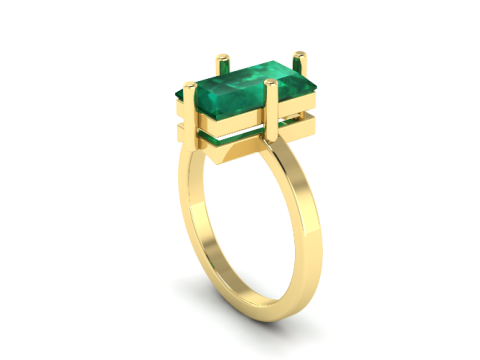 416 Ring with stone rectangle 3D Print Model