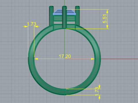 416 Ring with stone rectangle 3D Print Model