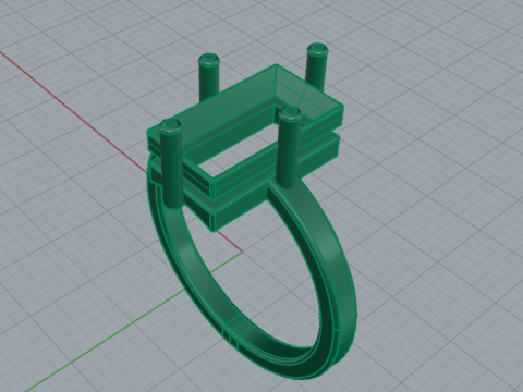 416 Ring with stone rectangle 3D Print Model