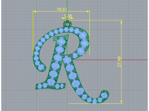 417 Pendant in the form of a letter R 3D Print Model