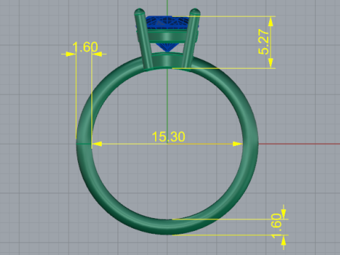 431 Ring with one stone 3D Print Model