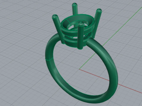 431 Ring with one stone 3D Print Model