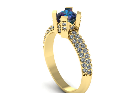 433 Ring with stones 3D Print Model