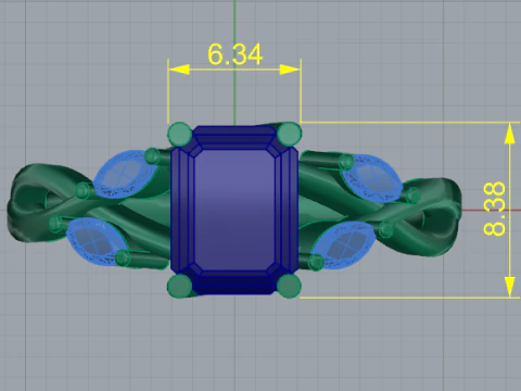 433 Ring with stones 3D Print Model