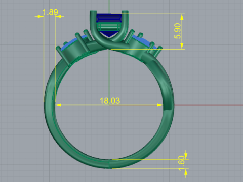 433 Ring with stones 3D Принт Модель