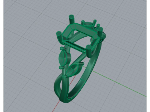 433 Ring with stones 3D Print Model