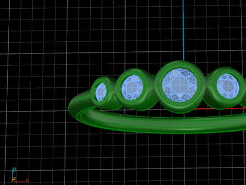 441 Ring with baguette stones 3D Print Model