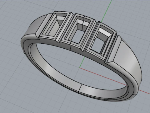 441 Ring with baguette stones 3D Print Model