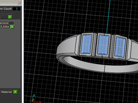 441 Ring with baguette stones 3D Print Model