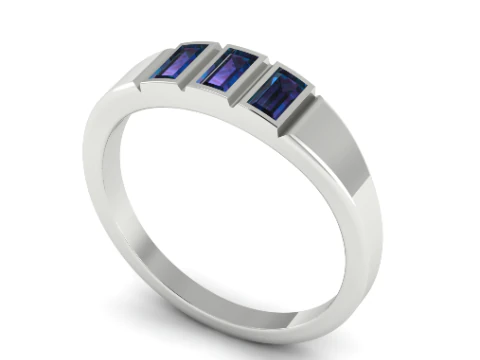441 Ring with baguette stones 3D Print Model