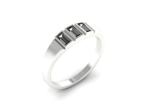 441 Ring with baguette stones 3D Print Model
