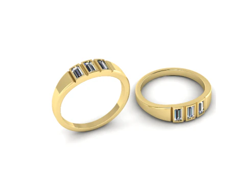 441 Ring with baguette stones 3D Print Model