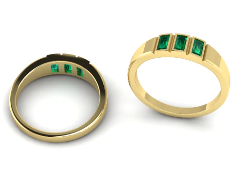 441 Ring with baguette stones 3D Print Model