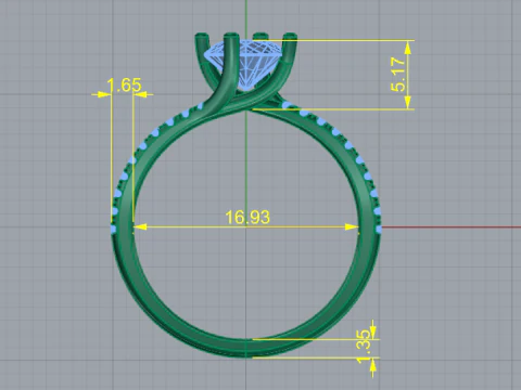 442 Ring with round stones 3D Print Model