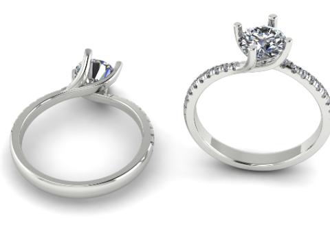 442 Ring with round stones 3D Print Model