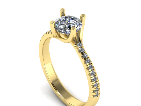 442 Ring with round stones 3D Print Model