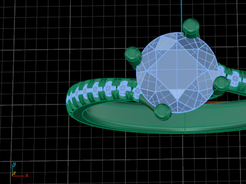 442 Ring with round stones 3D Print Model