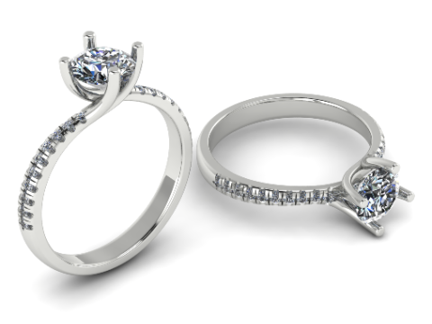 442 Ring with round stones 3D Принт Модель