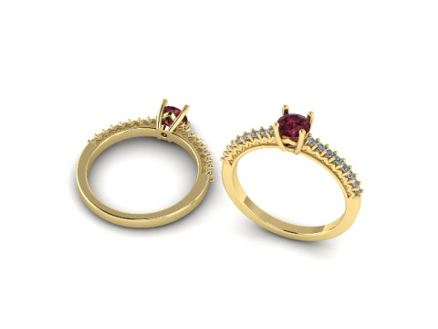 Ring445 Ring with round stones Modelo de Impressão 3D