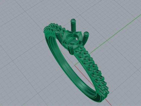 Ring445 Ring with round stones 3D Print Model