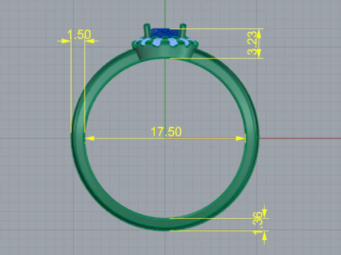 446 Oval stone ring 3D Print Model