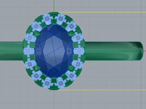 446 Oval stone ring 3D Print Model